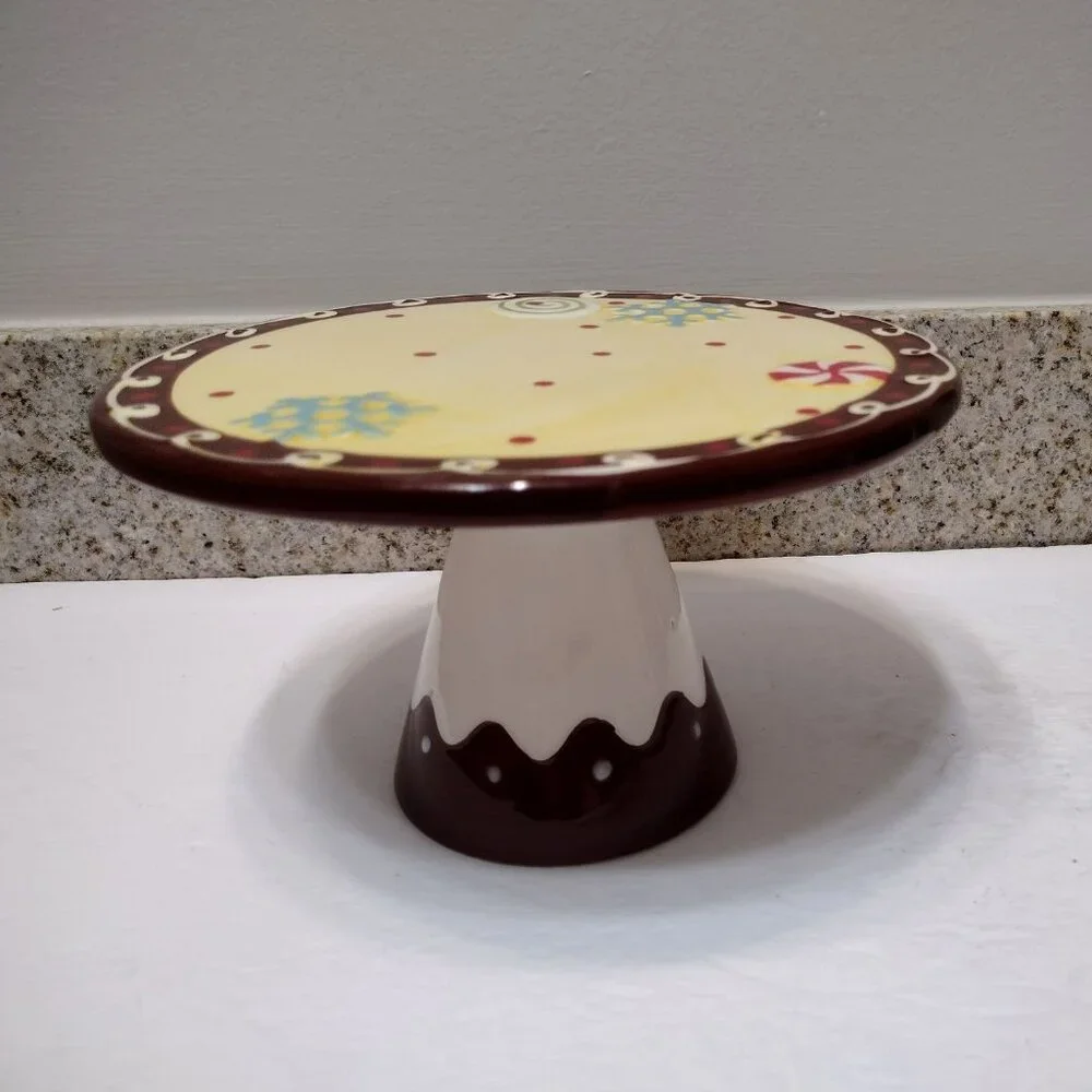 Hand-Painted Ceramic Cake Stand With Festive Design 8